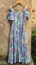 Incanto Romantico: Abito Vintage Anni '80/'90 a Fiori con Scollo Cold-Shoulder